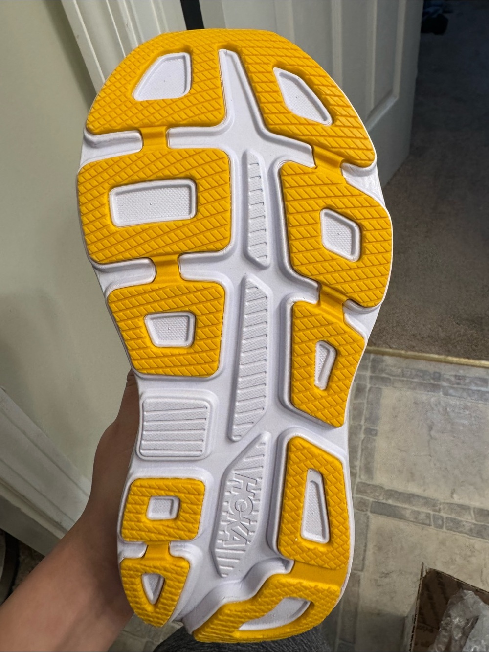 Hoka Bondi 9 Cream Pink Yellow Blue Women's Sneakers - Picture 15 of 15